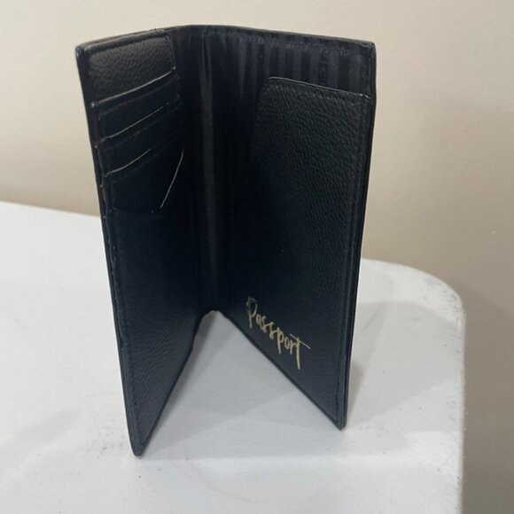 PASSPORT WALLET BLACK EMO VICTORIA SECRET NWT HOLDS CREDIT CARDS MINIMALIST - Picture 8 of 10